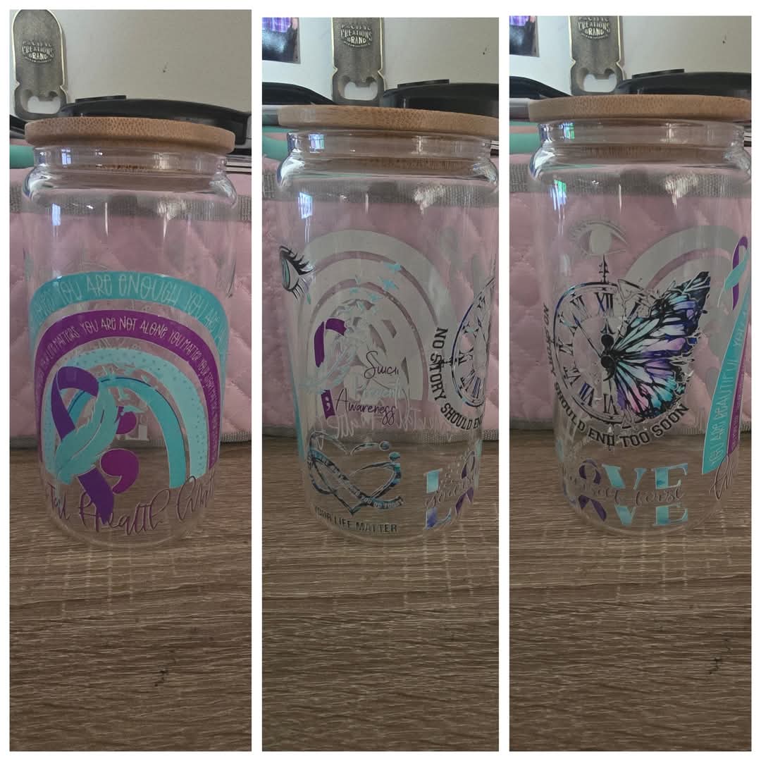 16 Oz Glass Tumblers - Mental Health Matters