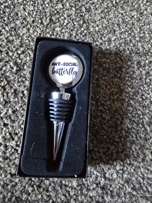 Wine Bottle Stopper - Anti-Social Butterfly